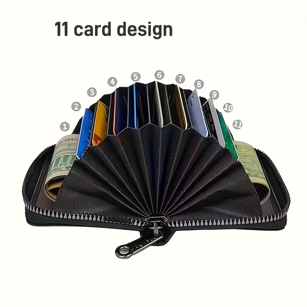 Men's casual card holder with zipper coin purse in PU leather