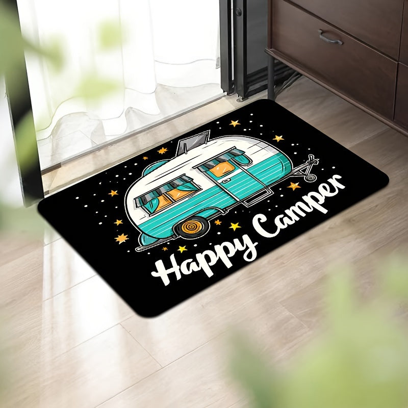 Коврик для спортивной комнаты Cartoon Car Happy Camper толщиной 8 мм — идеально подходит для ванной комнаты, кухни, гостиной, спальни и прихожей — можно стирать в стиральной машине и станет декоративным дополнением к любому интерьеру