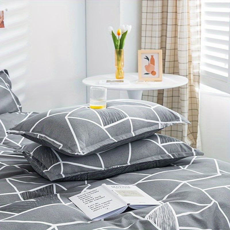 Soft and breathable Scandinavian-inspired geometric pillowcase, designed with deep pockets for all seasons. Stain resistant and perfect for adding a touch of Nordic charm to your bedroom, guest room, or dorm decor.