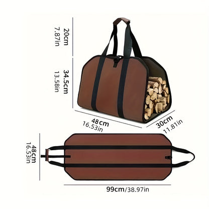 Sturdy Canvas Bag with High Capacity for Firewood, Ideal for Easy Transport and Camping