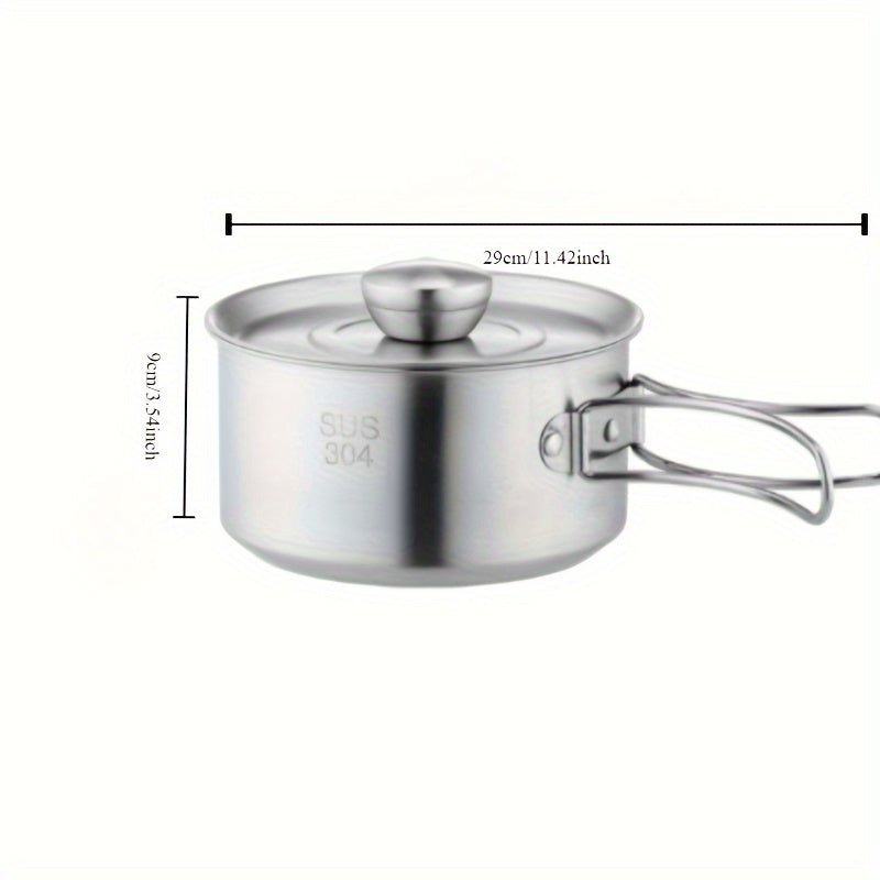 Portable Stainless Steel Camping Cookware Set - Versatile Outdoor Cooking Kit Includes Hanging Pots and Utensils