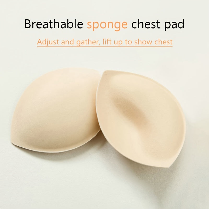 Triangle chest pads for sports bra enhance bust support.