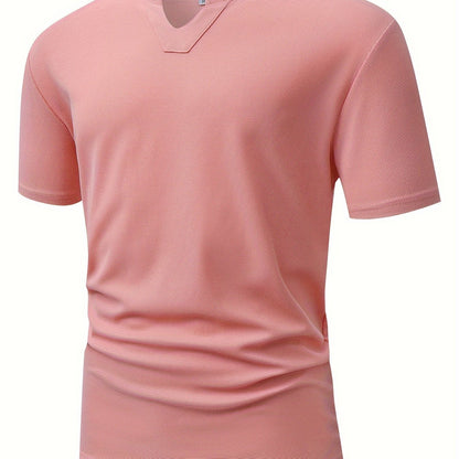 Men's summer outdoors activity top: Waffle knit, crew neck, short sleeve.