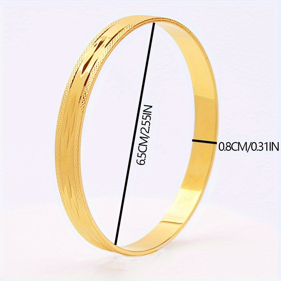 Set of 4 elegant and vintage-style bangles in a golden glossy finish for ladies. These fashion delicate bangles are perfect for both banquet events and daily wear, making them a perfect gift.