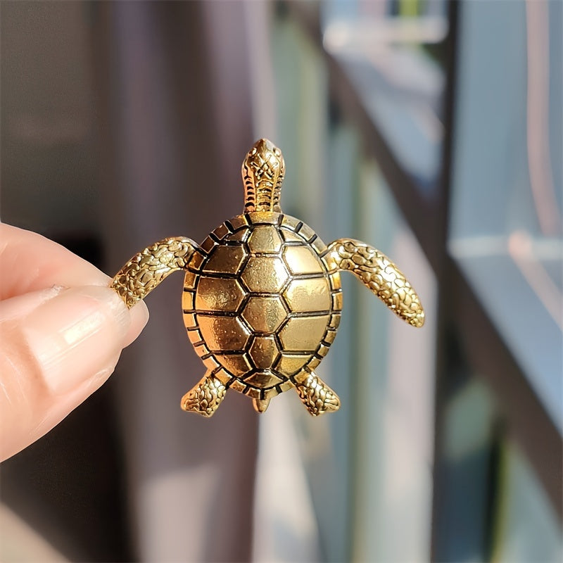 Handmade brass turtle figurine brings good luck and suits any home or office decor. Ideal for anime fans, perfect gift for Christmas.