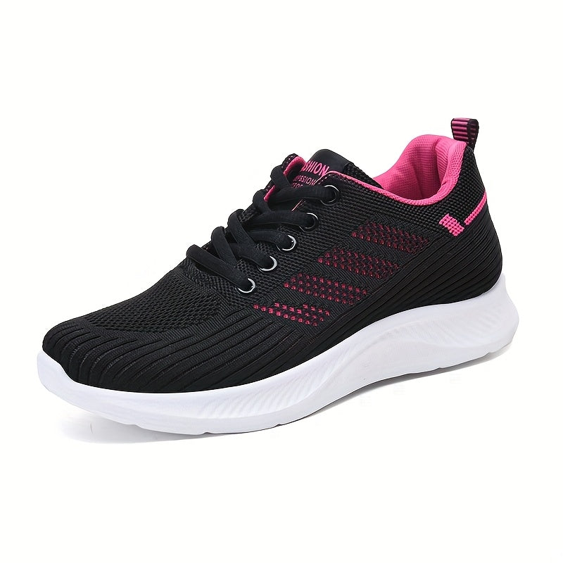 1 Pair Women's Breathable Casual Running Sneakers with PVC Sole for All Seasons