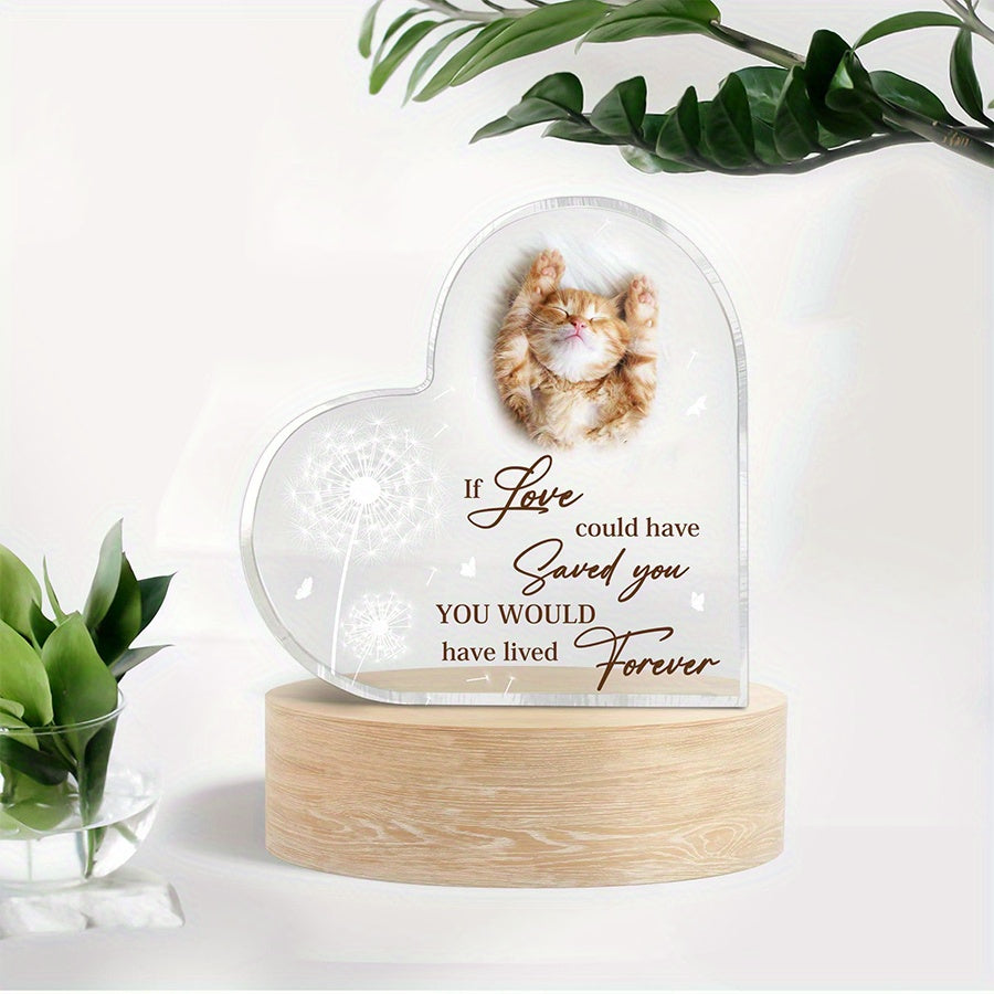 Customized PET Memorial Acrylic Plaque - Thoughtful Gift for Dogs or Cats in Remembrance - Beautiful Desk Decoration to Cherish their Memory, Single Frame