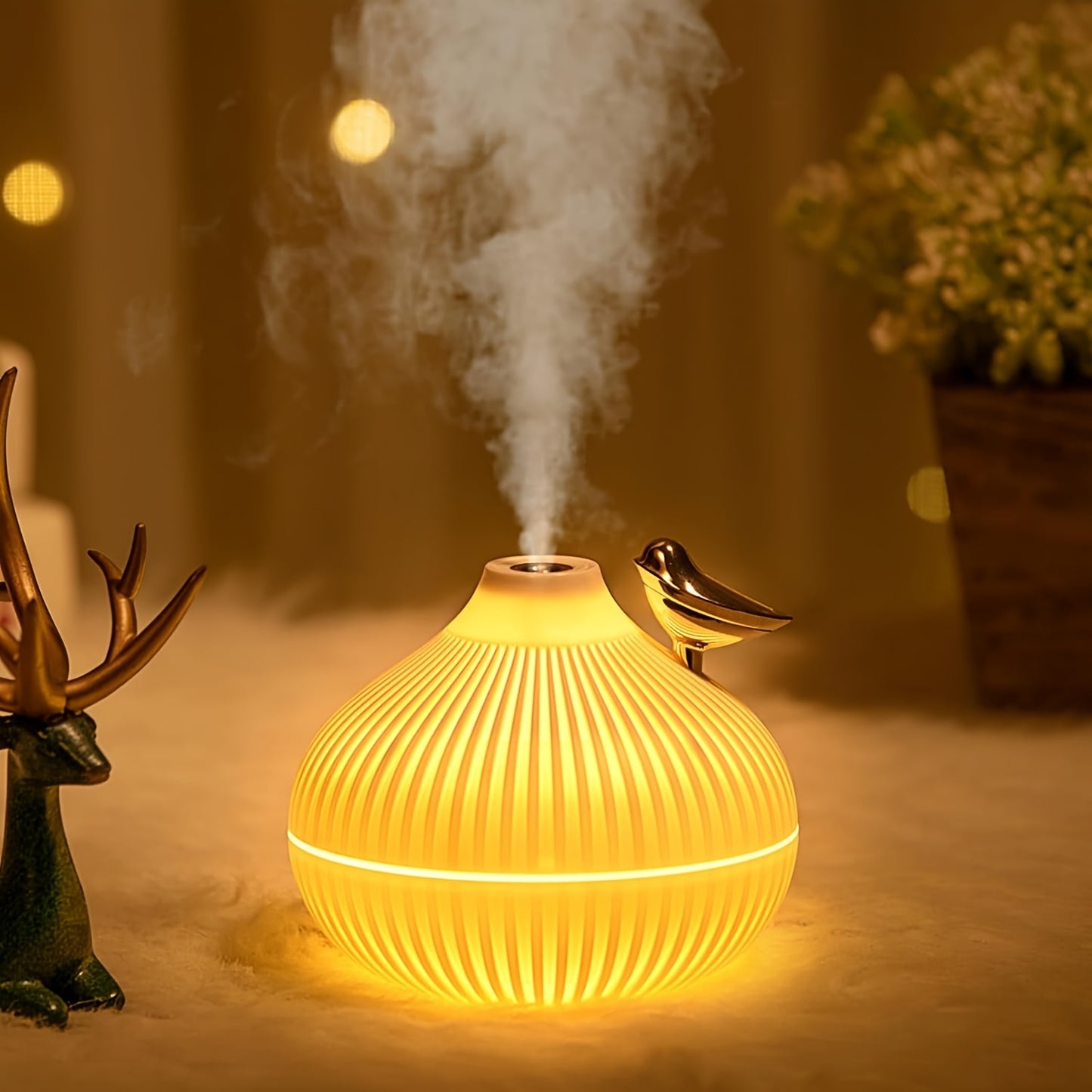 USB-powered cool mist humidifier with LED lights - great for home, office, car, and school - perfect gift for air purification and room refreshment.