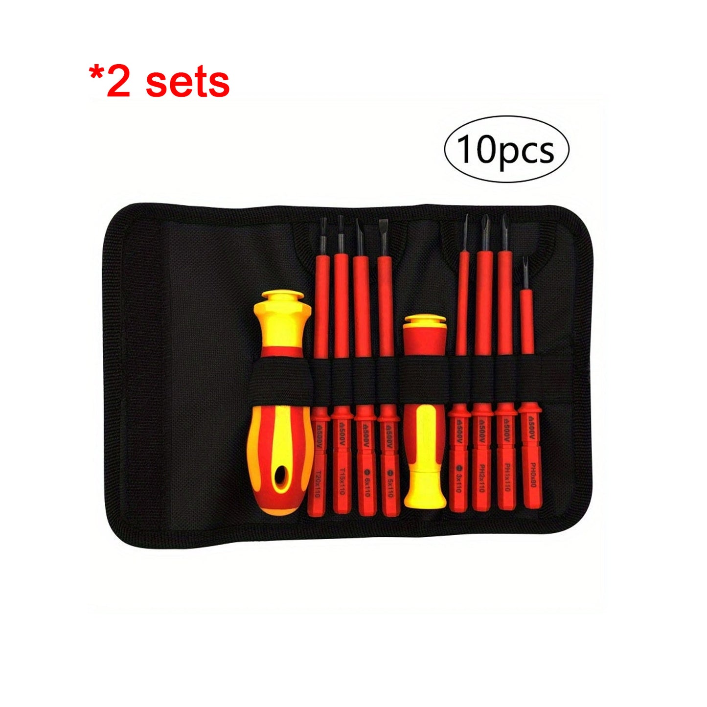 Insulated screwdriver set with high hardness magnetic hex key, ideal for household electricians. Features durable plastic handle and doesn't require electricity. Contains 10-20 pieces.