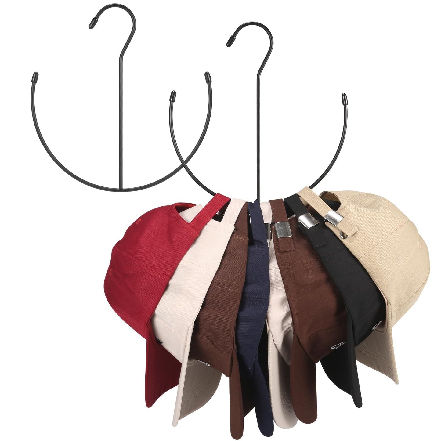 3-Pack of versatile hat hangers made of black metal, perfect for organizing scarves, belts, tank tops, hats, bras, and shoes. Simple installation with no power needed, ideal for keeping your home, kitchen, or entryway tidy and organized.