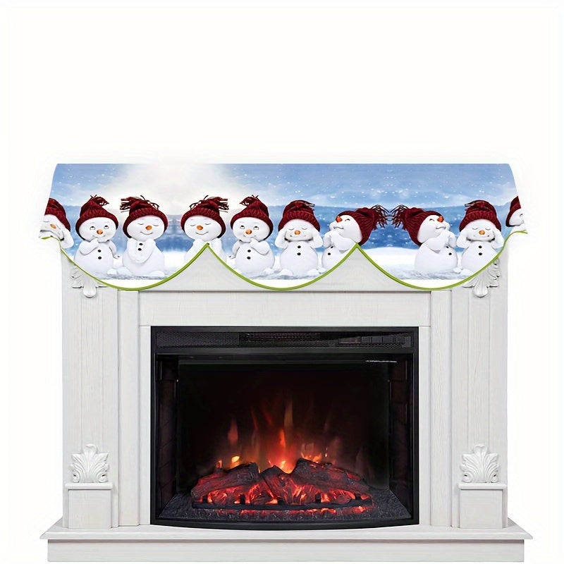 Add a touch of holiday cheer to your home with the Merry Christmas Snowman Fireplace Cover. This festive polyester cape scarf is perfect for decorating your living room or indoor windows. Measuring 49.78cmx78.7, it's the best way to bring Christmas