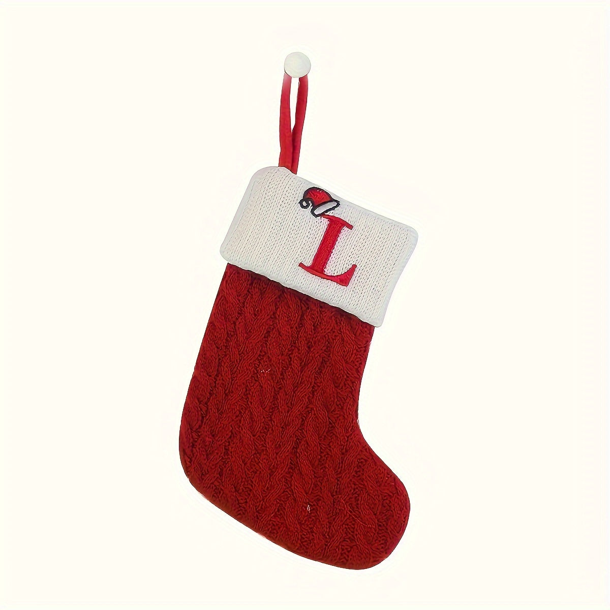 Knitted polyester stockings with personalized initials for festive parties, no electricity required.