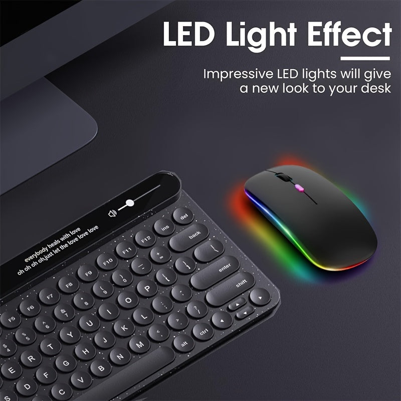 Rechargeable wireless LED mouse for laptops and desktops. Dual-mode wireless or USB connection, silent and portable design. Ambidextrous optical mouse. Compatible with Windows 10.