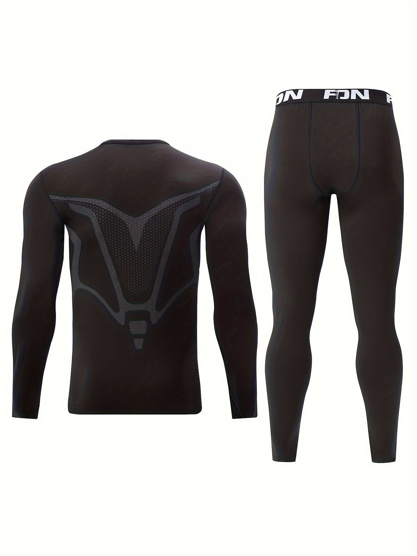 Men's 2-piece warm shaping suit for skiing and fitness, including top and pants for sports.