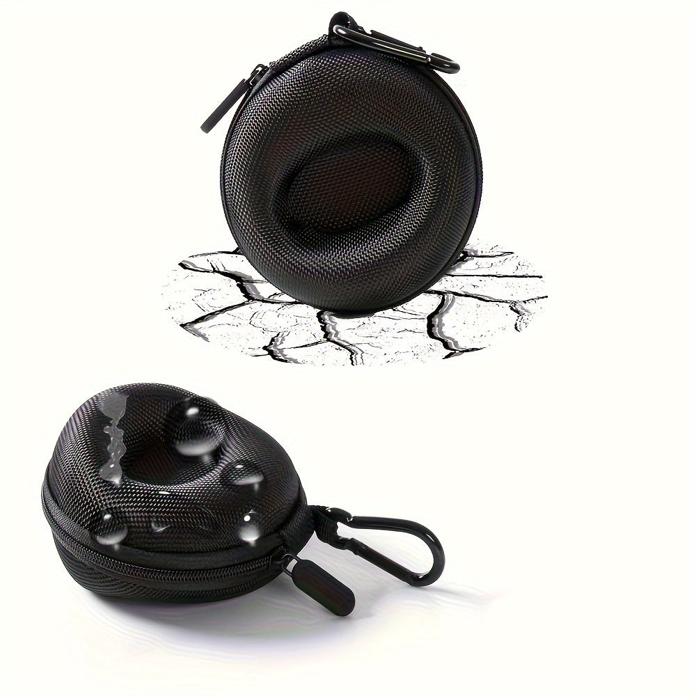 Black Round Mansike Portable Watch Case made of Polyester Fiber material with Fabric Lining, ideal for storing watches, accessories, and chargers.