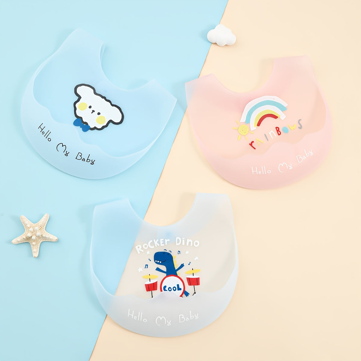 Soft silicone bib for kids is waterproof and dirt-resistant.