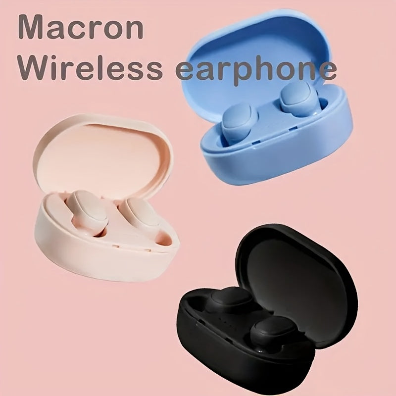 Compact and portable wireless headphones with transparent space capsule design and battery level display.