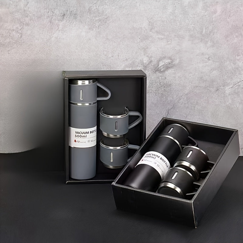 Winter 2024 Thermal Mug set, 500ml, Stainless Steel Insulated Bottle with Cup for Hot and Cold Drinks, ideal for couples and as a gift for parents and grandparents.