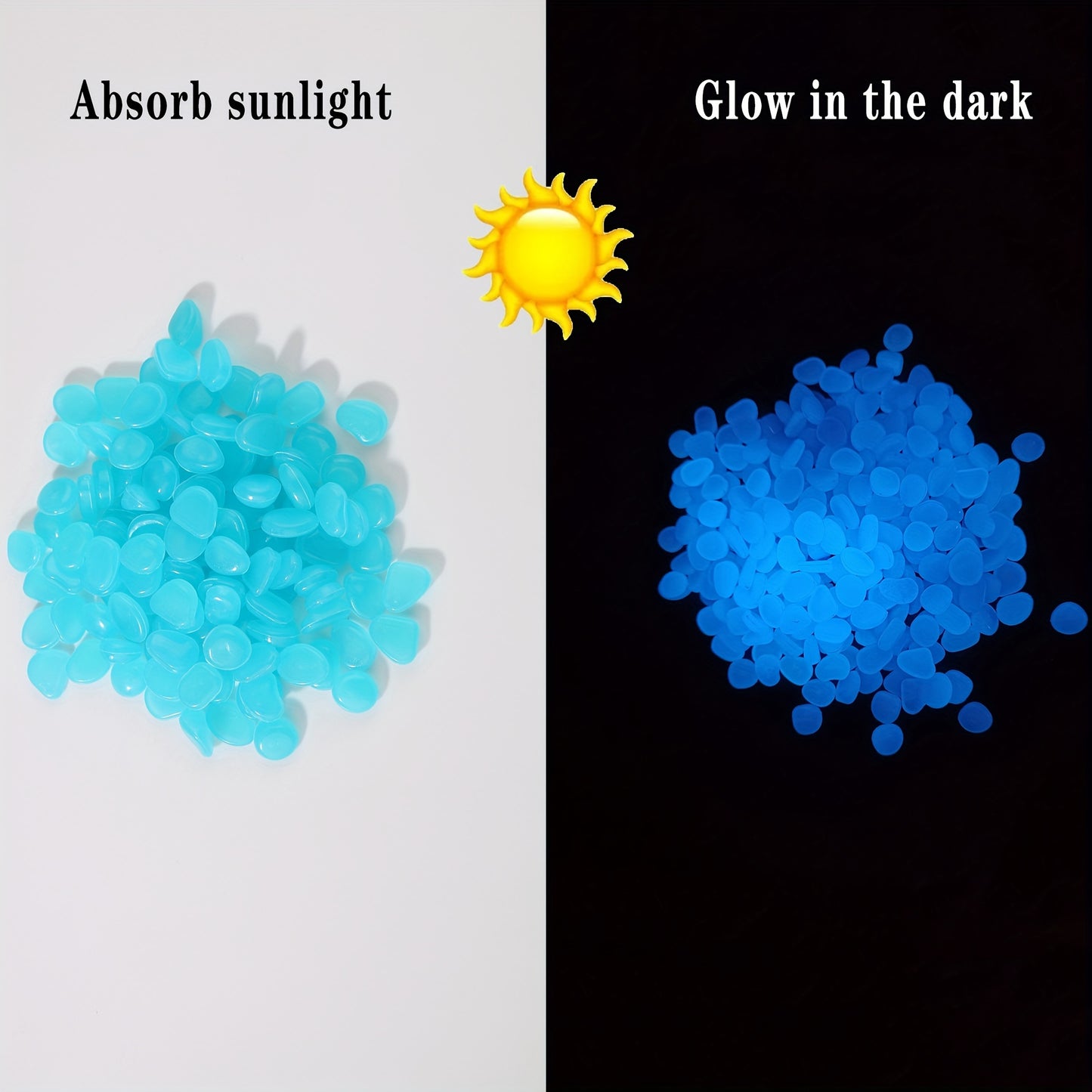 1000 Blue Glow-in-the-Dark Pebbles - Vibrant decor for gardens, fish tanks, pathways, and aquariums. Smooth texture.