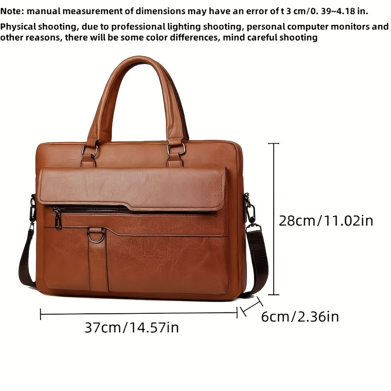 Men's Vintage Brown Business Briefcase - Laptop & Tablet Messenger Bag with Multiple Compartments and Adjustable Strap