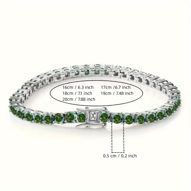 1pc Gemstone Ladies 925 Pure Sterling Silver Gold Plated 5mm Multi-Colored Moissanite Tennis Bracelet for Both Men and Women. This Hot Selling Luxury Fashion Hip Hop Bracelet Makes a Perfect Valentine's Day, Mother's Day, Anniversary, Wedding, or