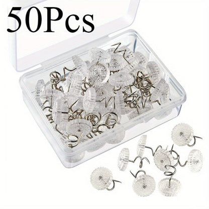 Set of 20/50/100 Stainless Steel Transparent Spiral Pins for securing Bed Skirts and Sofa Covers