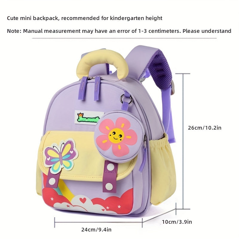 Cute cartoon mini backpack for kids - lightweight, durable nylon with adjustable straps and polyester lining