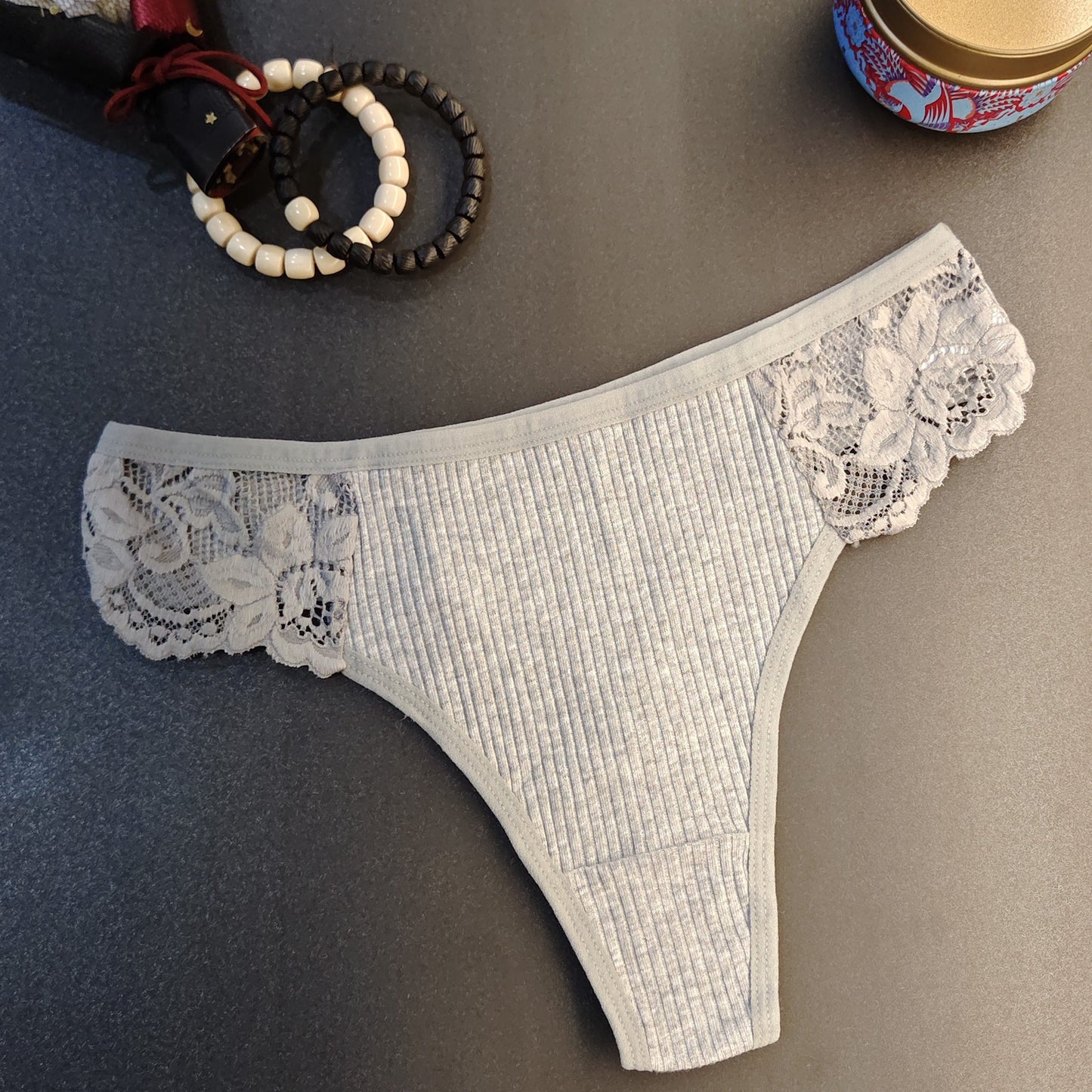 Lace ribbed thonglar, past belli ichki kiyimlar, ayollar uchun sexy lingerie.