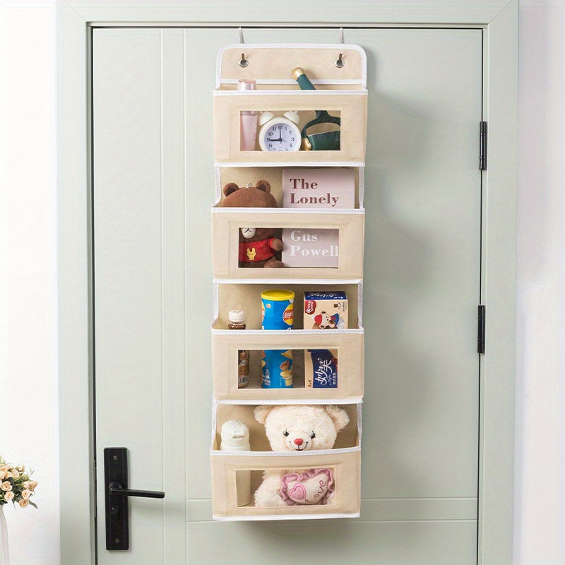 Wall Mounted Hanging Organizer Storage with 2 Metal Hooks, Ideal for Wardrobe, Closet, Dorm, Bathroom, Kitchen. Perfect for storing bags, baby diaper bags, and other items.