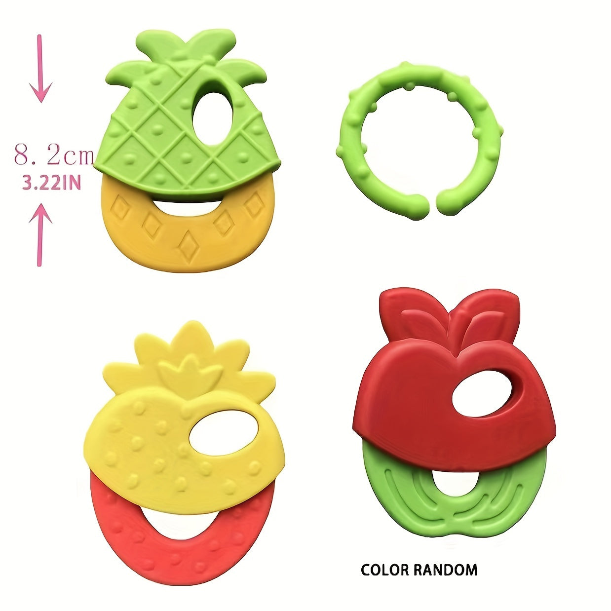 Colorful teething toys made of ABS resin for babies aged 0-3.