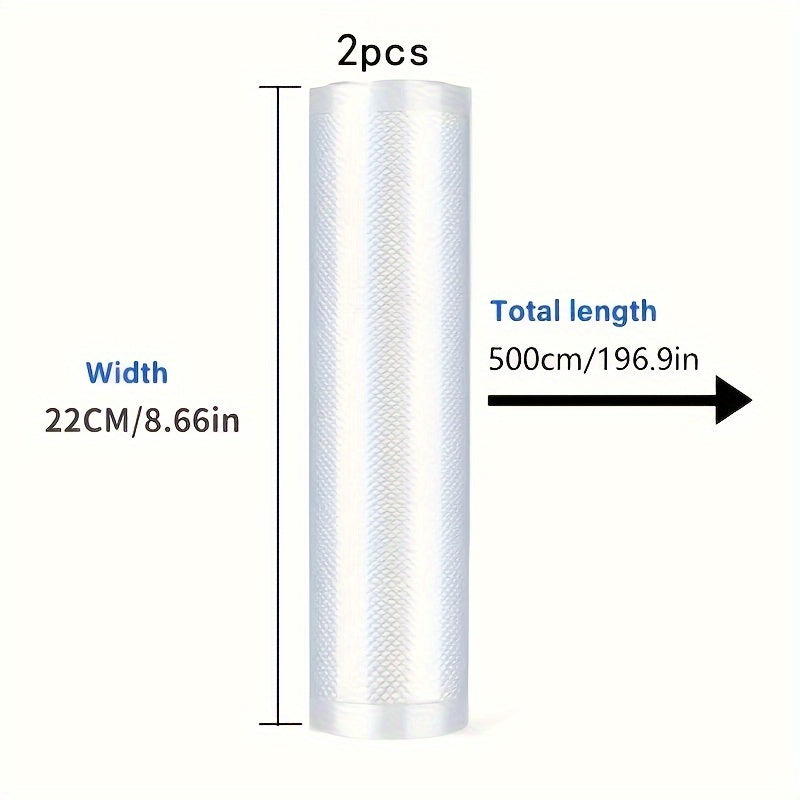 Пакеты для вакуумной упаковки пищевого качества - 2 рулона | Идеально подходит для хранения пищи в холодильнике и микроволновой печи | Многоразовый и противопроливной | Доступно в различных размерах