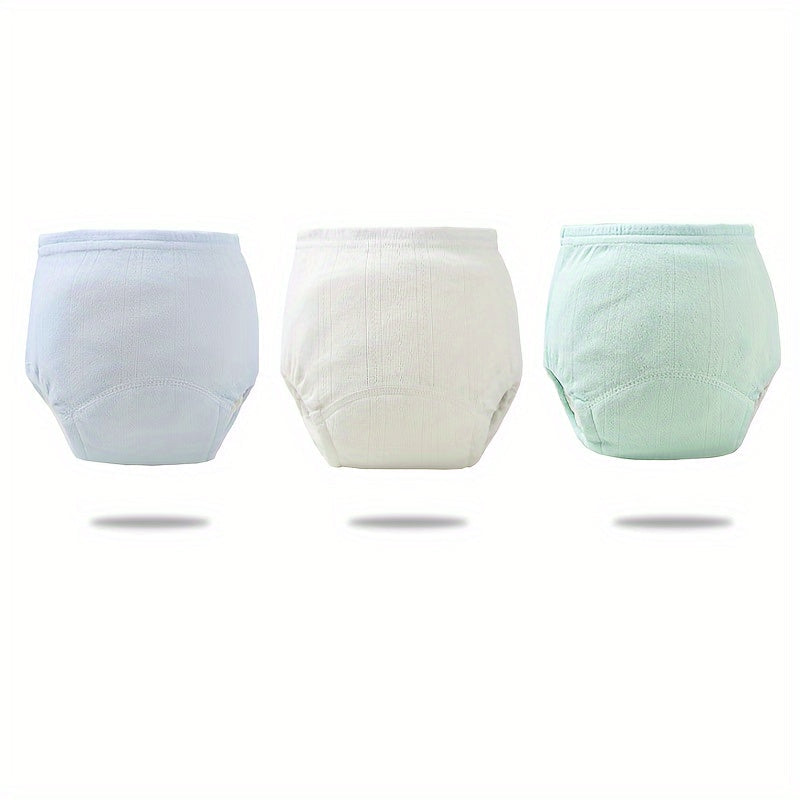 Breathable Cloth Diapers - Set of 3 Cotton Training Pants for Babies 0-3 Years - Washable Diaper Covers with Leakproof Protection for Boys and Girls