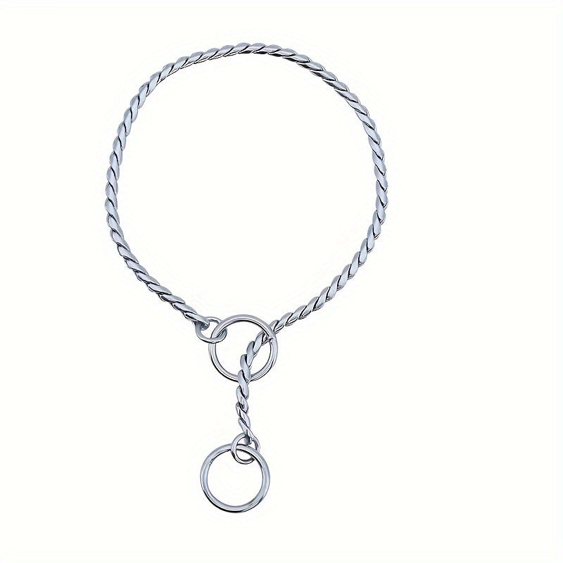 Durable stainless steel choke chain collar for dogs, ideal for training and walking. Hand-wash only.