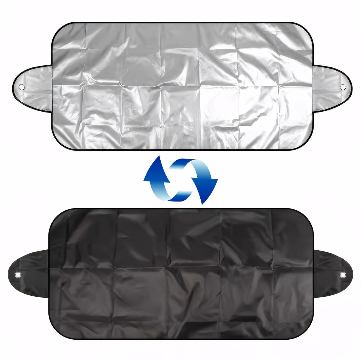 Sun visor and snow cover for car windshield, providing protection from sun, UV rays, and snow.