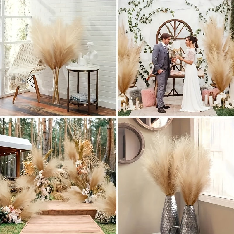 3 lifelike pampas grass decor pieces, 86.36cm fluffy faux pampas for boho home and wedding accents. Perfect for vases, bedrooms, offices, and cafes. Ideal gift for Valentine's, birthdays, and Mother's Day.