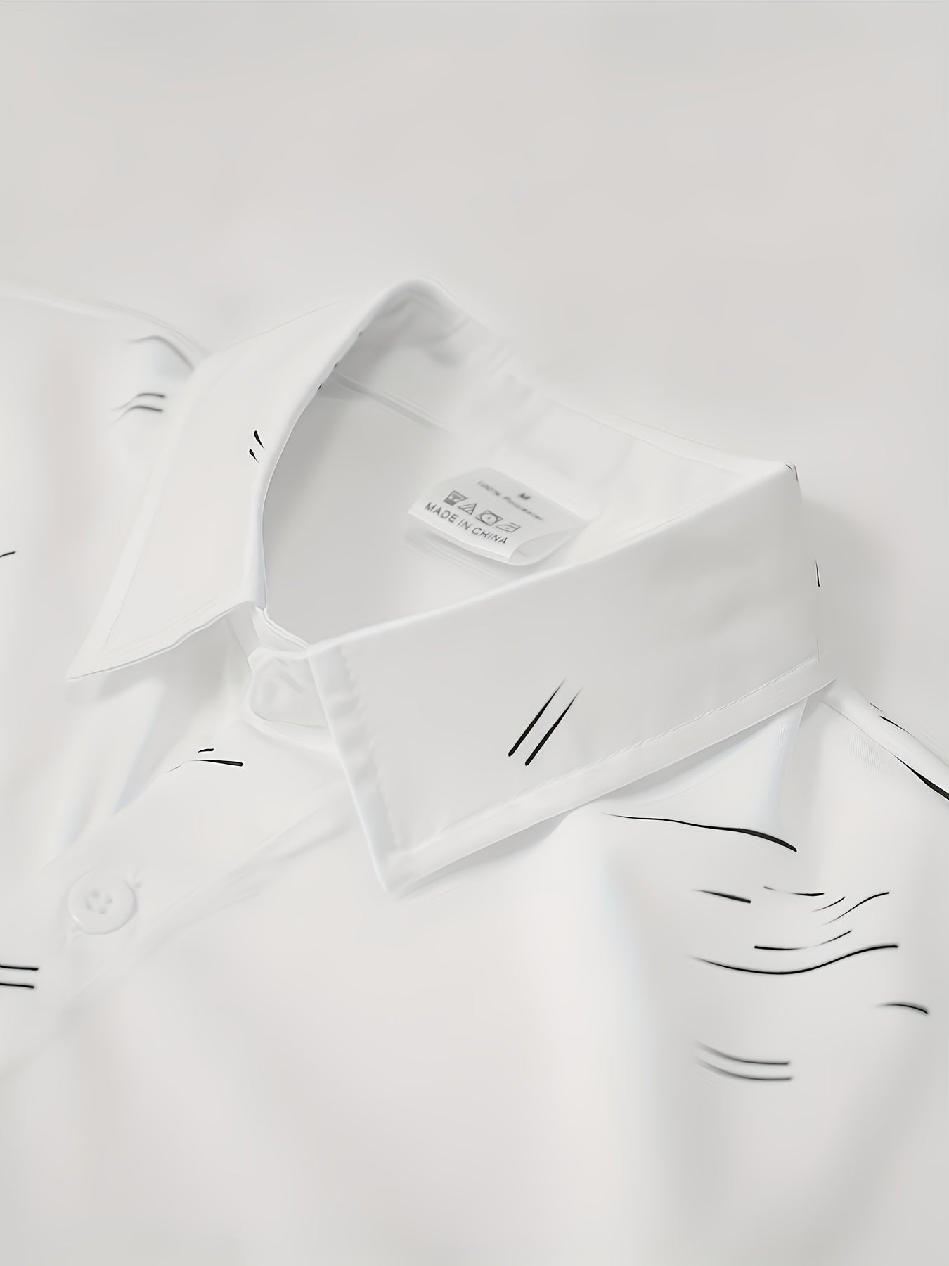 Men's casual shirt with white base and striped print, made of 140g fabric suitable for all seasons and occasions.