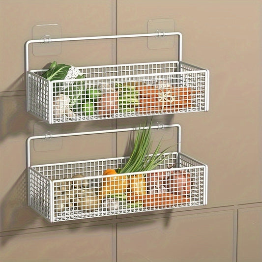 Sleek Cast Iron Kitchen Storage Rack - Simple Installation, No Drilling Needed, Modern Wall-Mounted Organizer for Home & Dormitory, Clutter-Free