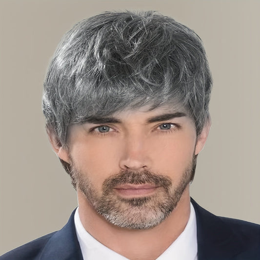 20.32 cm Synthetic Hair Wig in a Stylish Silvery Gray Shade with Bangs