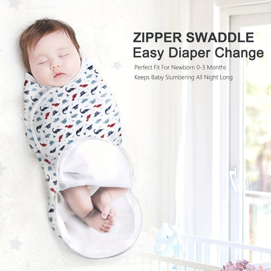 Adjustable Swaddle Sleep Sack with Easy Zipper for Baby Boys and Girls 0-3 Months. Convenient Diaper Changing and Cozy Sleeping Bag to Prevent Startle Reflex. Perfect Halloween or Christmas Gift!