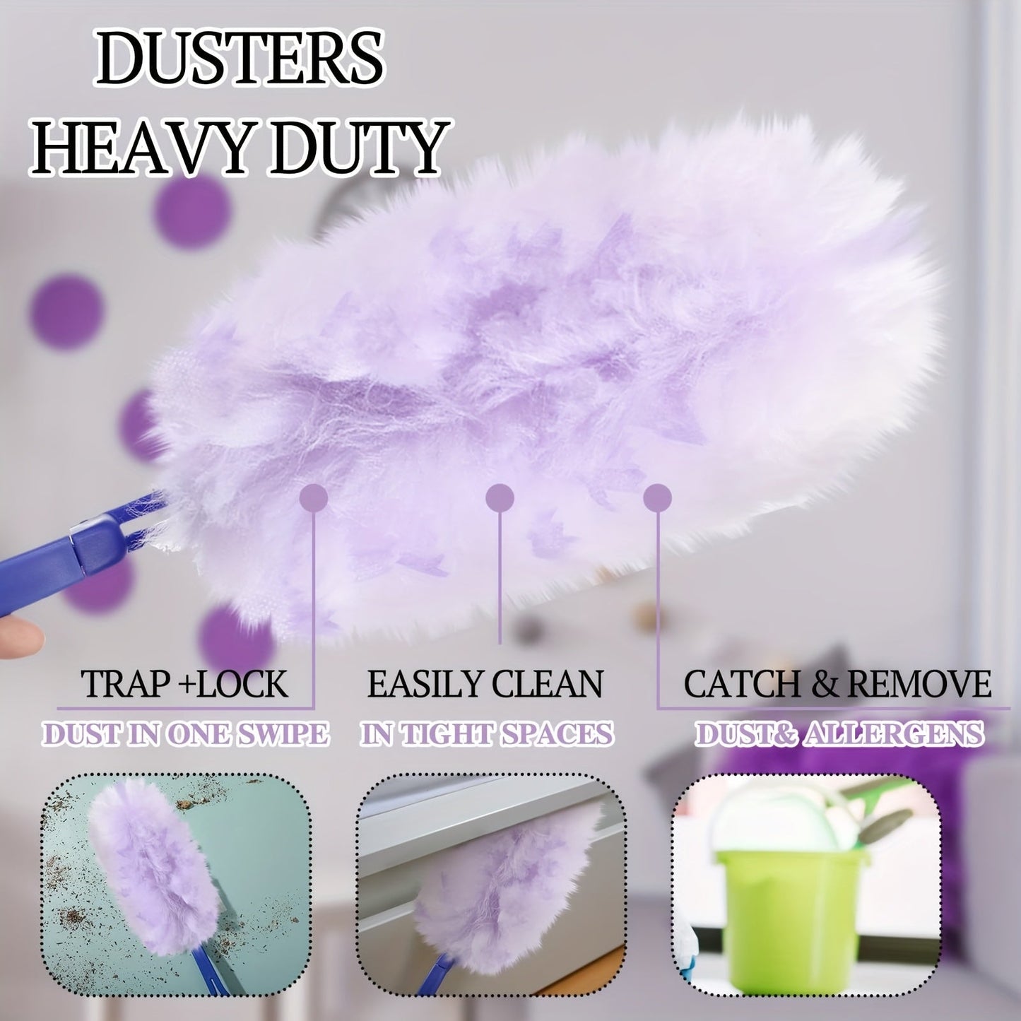 Pack of 10 or 20 Disposable Large-Capacity Collectors for Dust Collector with Thickened Design. Compatible with Models with 1 Handle, Ideal for Heavy-Duty Office Cleaning.