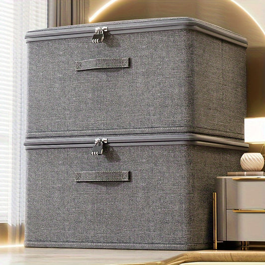 Large capacity polyester storage box with a password lock and soft lid. Ideal for organizing clothes and important documents at home. Features a rectangular shape and is non-waterproof. Versatile and can be used for under-bed storage. Easy to wash and