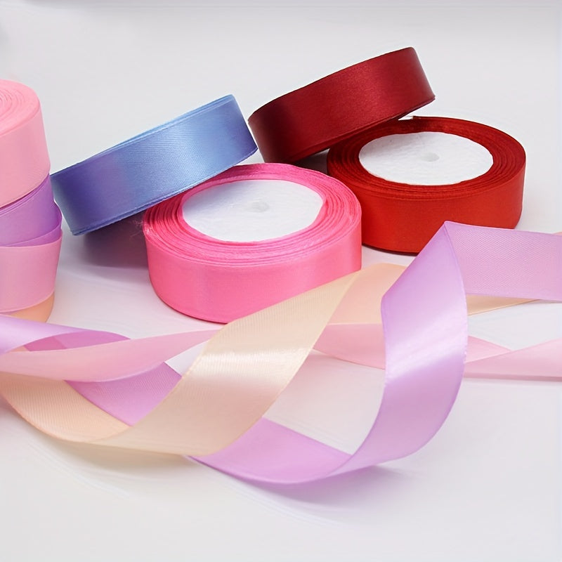 1 piece of 2.5cm wide, 25 yards long satin ribbon for gift wrapping, wedding decoration, car silk ribbon, baking, and webbing.