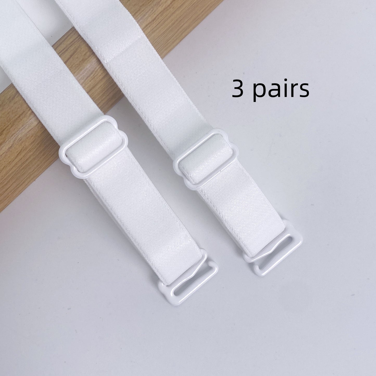 3 pairs of plain non-slip, adjustable shoulder straps for women's lingerie and underwear.