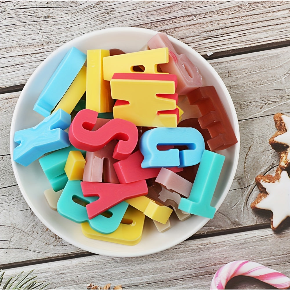 Silicone Mold Set with Large Alphabet Letters - Perfect for Crayons, Chocolate, Biscuits, Ice Cubes, Drop Glue, Handmade Soaps, and Cake Decorating. Ideal for Baking and DIY Projects.