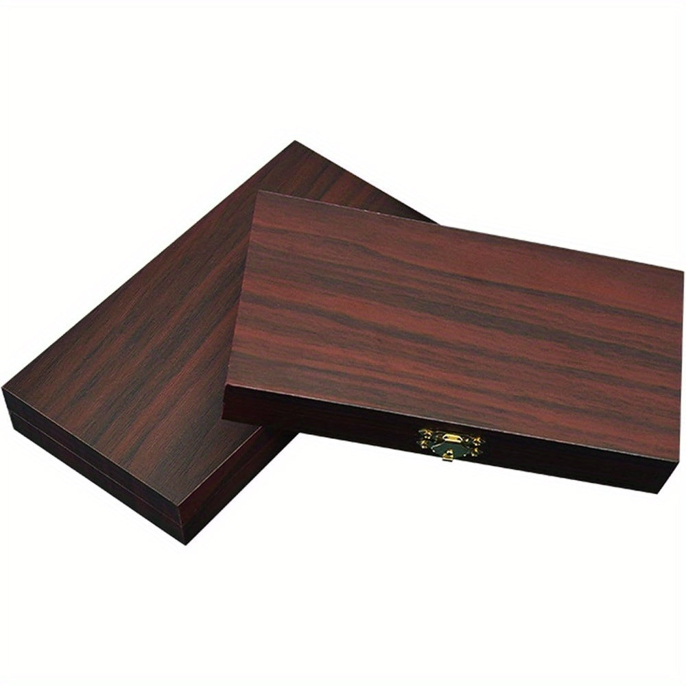 Lockable wooden money storage box with single compartment cash organizer and lockable cover for home organization.