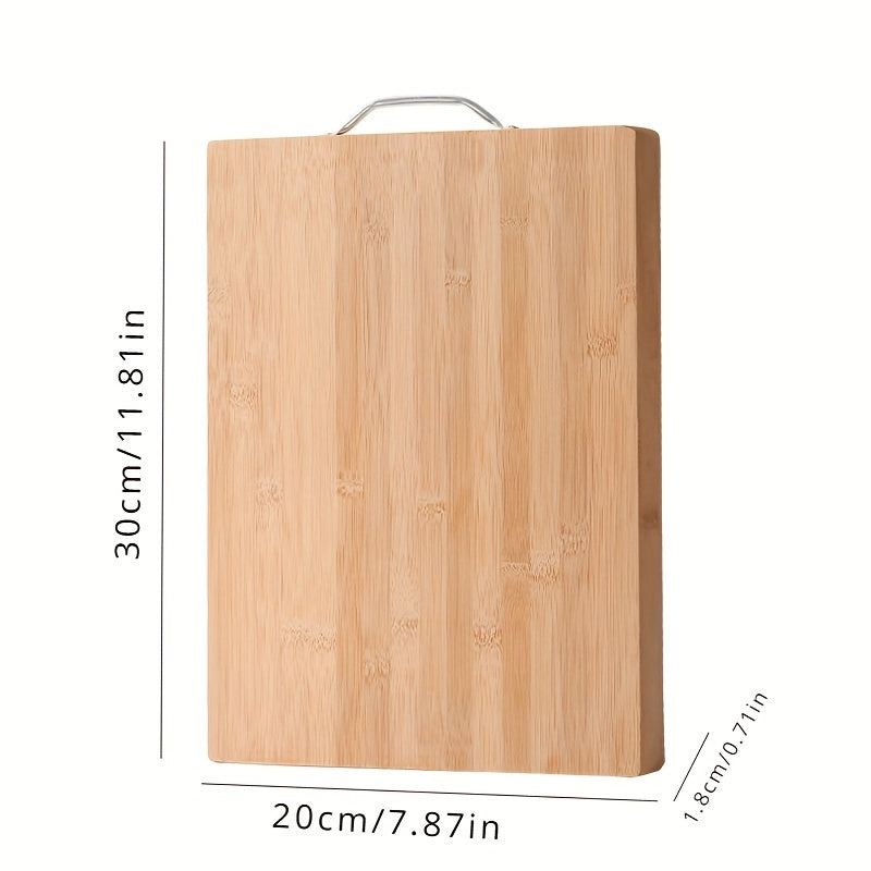 Essential for your kitchen, this large Bamboo Double-Sided Chopping Board measures 30cm x 20cm, perfect for both cooking and serving.