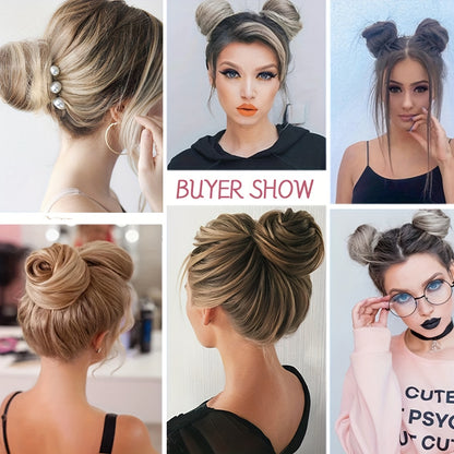 Stylish 3-inch synthetic hair bun ponytail extension for women, ideal for parties and casual wear.