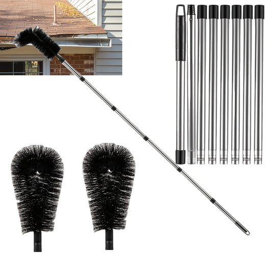 The Telescopic Gutter Cleaning Tool is a convenient solution for maintaining clean roof gutters. With a 3.2 meter extendable design, this equipment includes 2 brushes and 8 telescopic poles to easily reach and clean out leaves, debris, window gutters