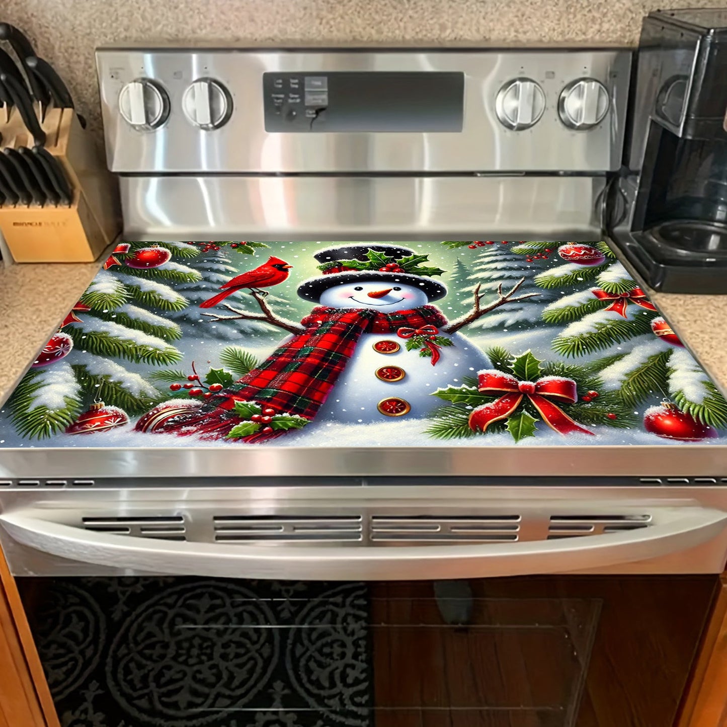 Protect your electric stove, cooktop, washer, dryer, or ironing mat with this festive Christmas snowman anti-slip stove top protector. This waterproof, scratch-preventing, and heat-resistant cover is easy to clean and requires no electricity.