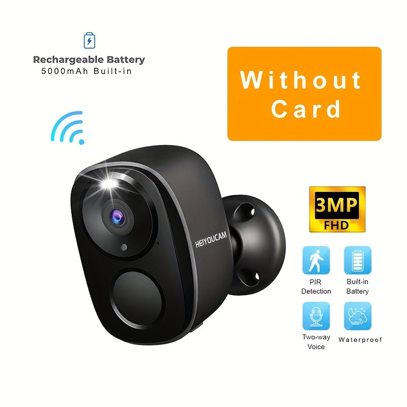 3MP wireless outdoor security camera with spotlight, siren alarm, color night vision, AI motion detection, works with Alexa, 2-way audio, cloud/SD storage, PIR motion detection